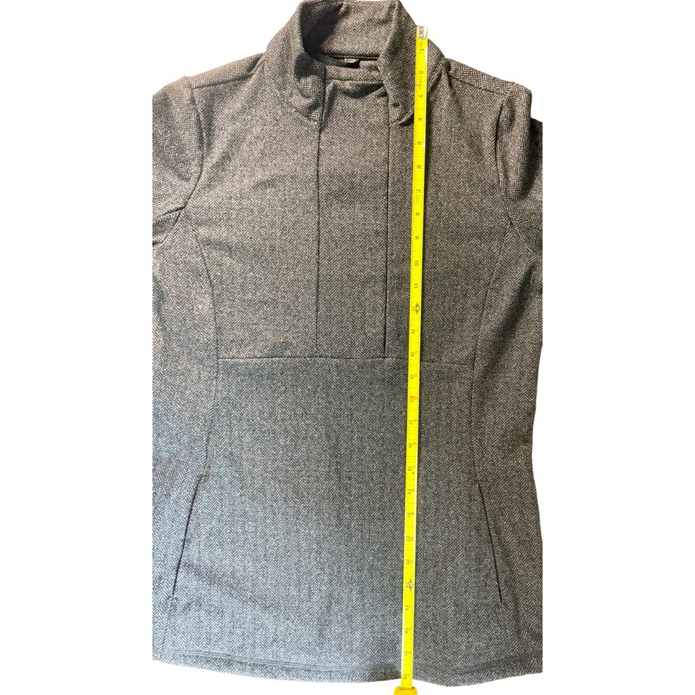 Zella Womens Small Gray Herringbone Asymmetric Zip Thumbhole Pullover - Picture 5 of 12